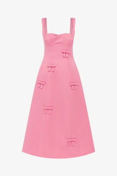 Leo Lin Beatrice Bow Midi Dress - Fuchsia