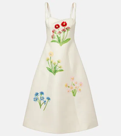 Leo Lin Beatrice Embellished Wool And Silk Midi Dress In Multi