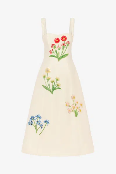 Leo Lin Beatrice Embellished Wool Midi Dress - Wildflower