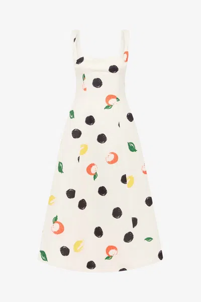 Leo Lin Beatrice Midi Dress - Citrus Spots In White