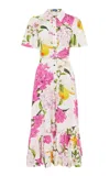 Shop Leo Lin Becca Linen-blend Midi Dress