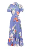 Leo Lin Becca Linen-cotton Midi Shirt Dress In Blue