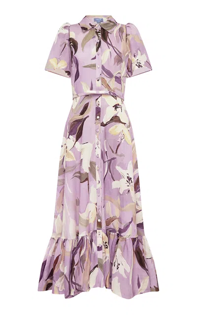 Leo Lin Becca Linen-blend Midi Dress In Purple