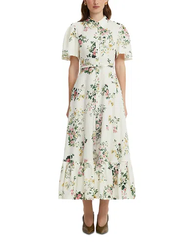 Leo Lin Becca Printed Short Sleeve Midi Dress In White