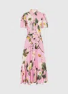 Leo Lin Becca Short Sleeve Midi Dress - Camelia Print In Pink