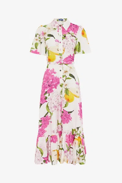 Leo Lin Becca Short Sleeve Midi Dress - Floral Pear Print In Multi