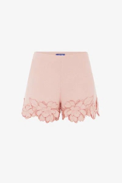 Leo Lin Belle Appliqué Tweed Shorts - Dusty Pink In Pattern