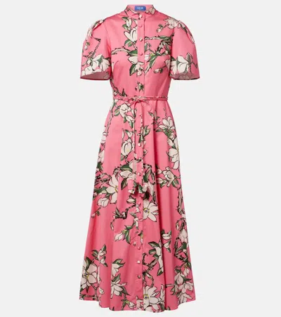 Leo Lin Bianca Floral Cotton Shirt Dress In Pink