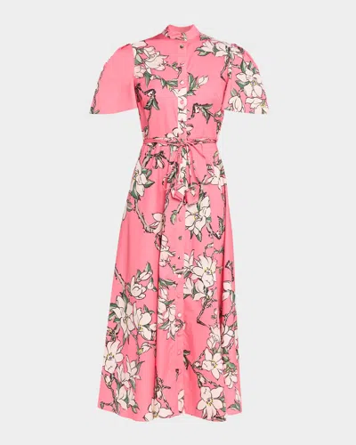 Leo Lin Bianca Floral-print Cotton Midi Dress In Pink