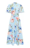 Leo Lin Bianca Printed Cotton Midi Dress In Light Blue