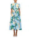 Leo Lin Bianca Pleated Floral-print Midi Shirtdress