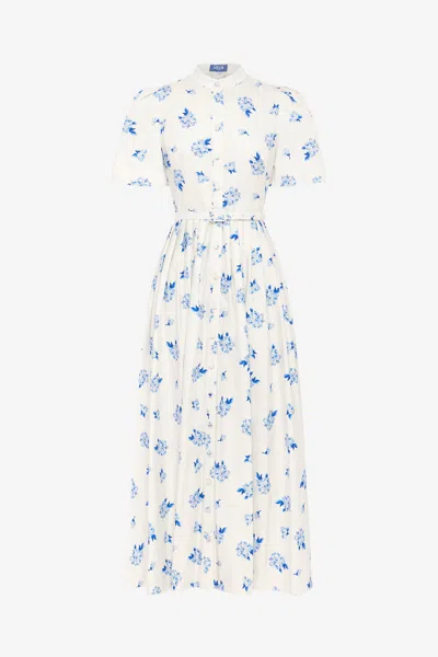 Leo Lin Bianca Short Sleeve Midi Dress - Ditsy Floral Print In Snow