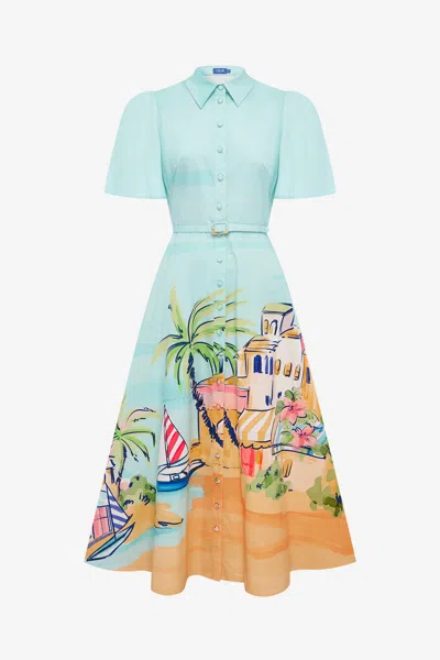 Leo Lin Bianca Short Sleeve Midi Dress - Voyage Print