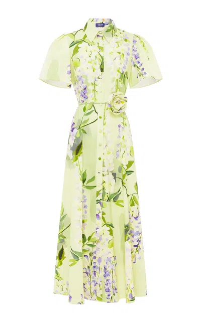 Leo Lin Biance Printed Cotton Midi Dress In Yellow