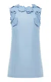 Leo Lin Blair Floral-appliquéd Crepe Mini Dress In Powder Blue