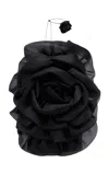 Leo Lin Bloom Rose Crepe Mini Dress In Black