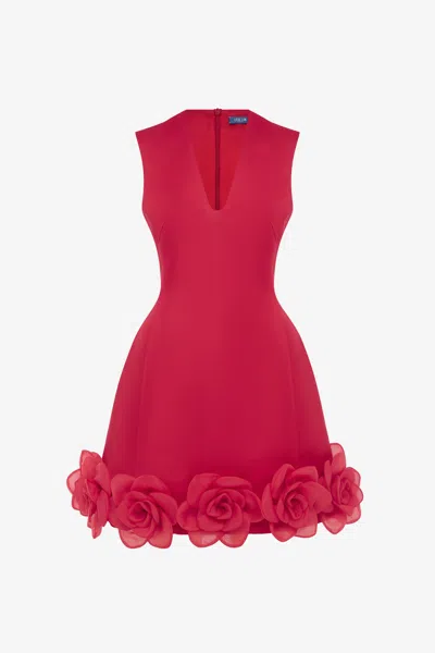 Leo Lin Bree V Neck Mini Dress - Scarlet