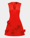 Leo Lin Briana Rosette-detailed Crepe Maxi Dress In Scarlet