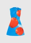 Leo Lin Briana V Neck Mini Dress - Apple Print In Blue