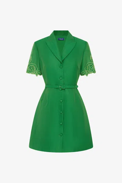 Leo Lin Brigitte Appliqué Mini Dress - Verdant