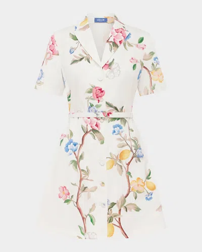 Leo Lin Brigitte Belted Floral Cotton Mini Dress In Multi