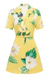 Leo Lin Brigitte Cotton Mini Shirt Dress In Yellow