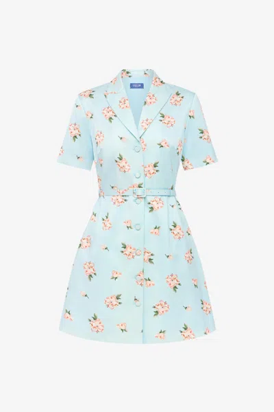 Leo Lin Brigitte Mini Dress - Ditsy Floral Print In Blue