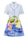 Leo Lin Brigitte Nautical-print Belted Mini Dress In Blue