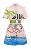 Leo Lin Brigitte Printed Cotton-silk Mini Dress In Animal Print
