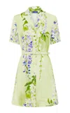 Leo Lin Brigittie Belted Linen-blend Mini Dress In Yellow