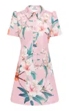 Leo Lin Brooke Crepe Mini Shirt Dress In Pink