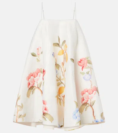 Leo Lin Caitlin Floral Linen-blend Minidress In White