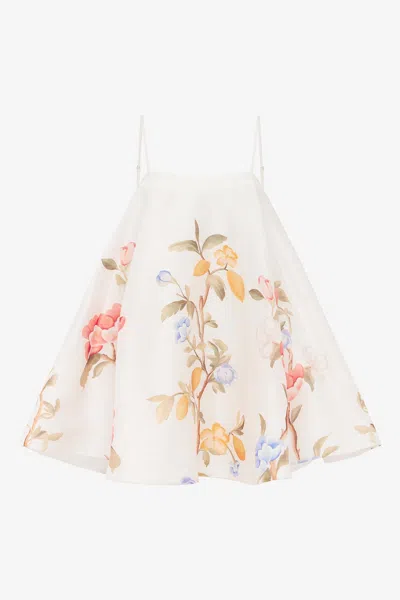 Leo Lin Caitlin Mini Dress - Lemon Vine Print In Snow In White