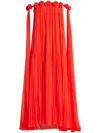 Leo Lin Camilla Rosette-detailed Plissé Maxi Dress In Red