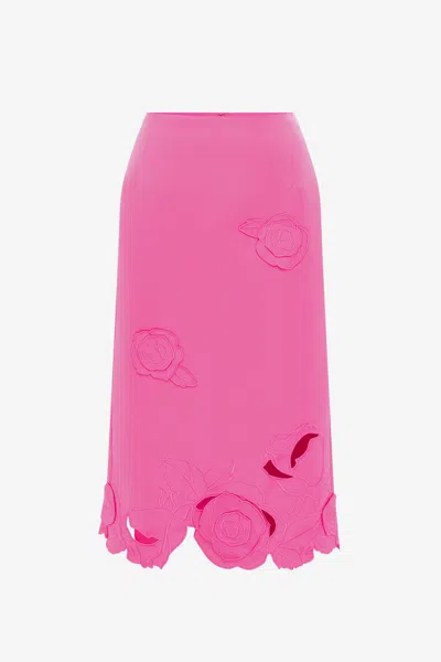 Leo Lin Carly Appliqué Midi Skirt - Pink