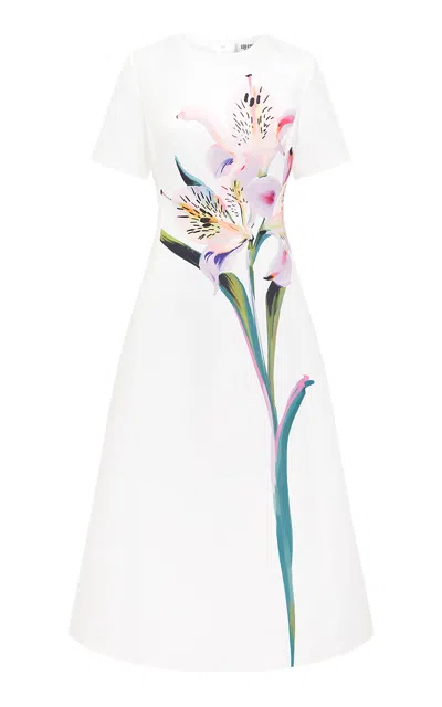 Leo Lin Caroline Crepe Midi Dress In White