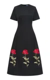 Leo Lin Caroline Embellished Rose Midi Dress In Black