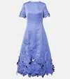 Leo Lin Caroline Floral-appliqué Satin Midi Dress