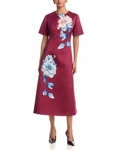 Leo Lin Caroline Midi Dress In Burgundy