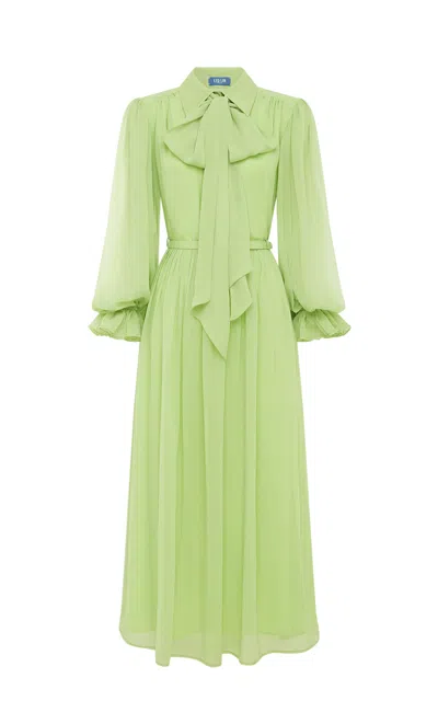 Leo Lin Cassie Tie-neck Midi Dress In Green