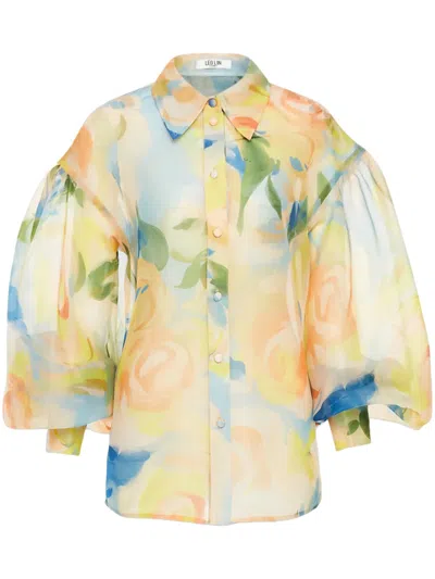 Leo Lin Celeste Floral Blouse In Yellow