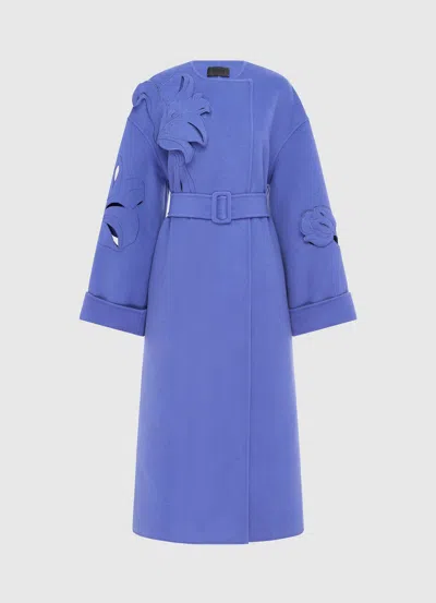 Leo Lin Celestine Appliqué Wool Coat - Moonlight In Silver