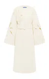 Leo Lin Celestine Appliquéd Wool-blend Coat In White