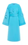 Leo Lin Celestine Appliquéd Wool Coat In Blue