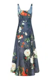 Leo Lin Charlotte Floral Satin Maxi Dress In Blue