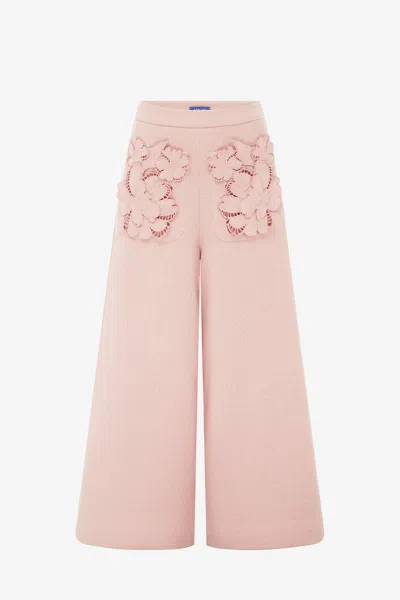 Leo Lin Christine Appliqué Tweed Pants - Dusty Pink