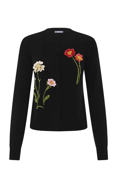 Leo Lin Claire Embellished Knit Cardigan - Meadow Mist In Ebony In Black