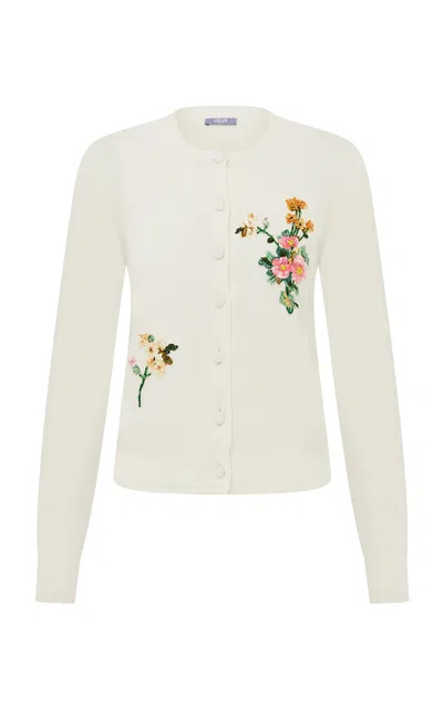 Leo Lin Claire Embellished Knit Cardigan - Posy Print In Snow In White