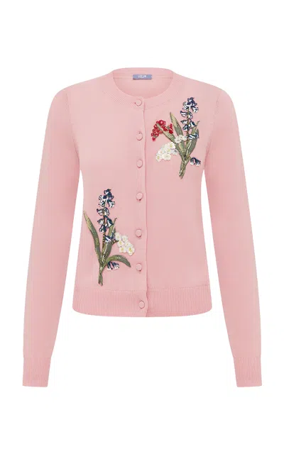 Leo Lin Claire Embellished Knit Cardigan - Rose In Pink