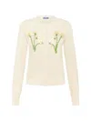 Leo Lin Claire Embellished Wool And Cashmere Cardigan In White
